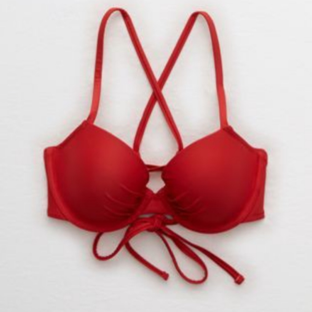 Aerie lightly lined underwire bikini top in red